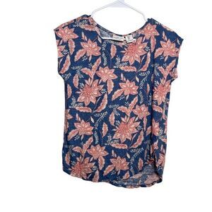 Rachel Zoe T-Shirt Women's Small Floral Linen Short Sleeve Boho Printed Top